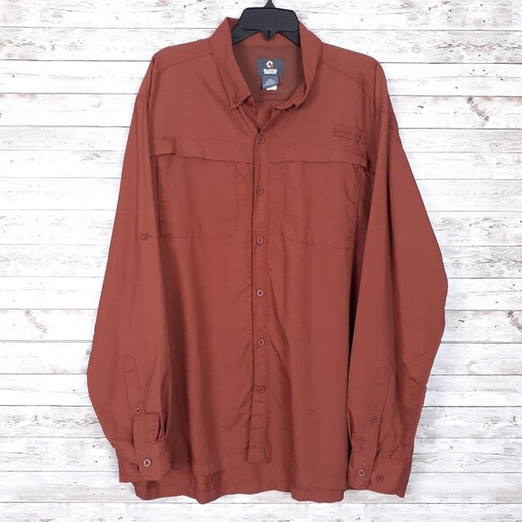 Guide Gear Mens Button Down Shirt 2XL Brown Fishing Hunting Long Sleeve979 - Picture 1 of 5